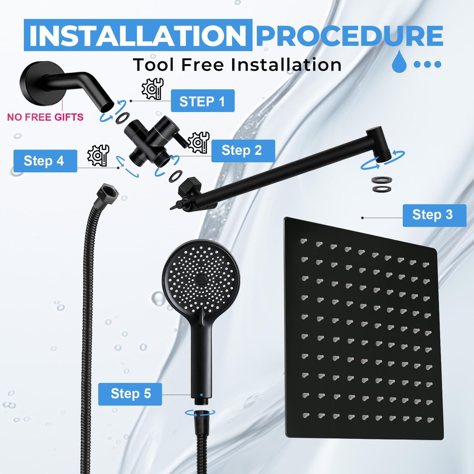 Yurnomy scale comparison of shower head in bathroom to show coverage and fit