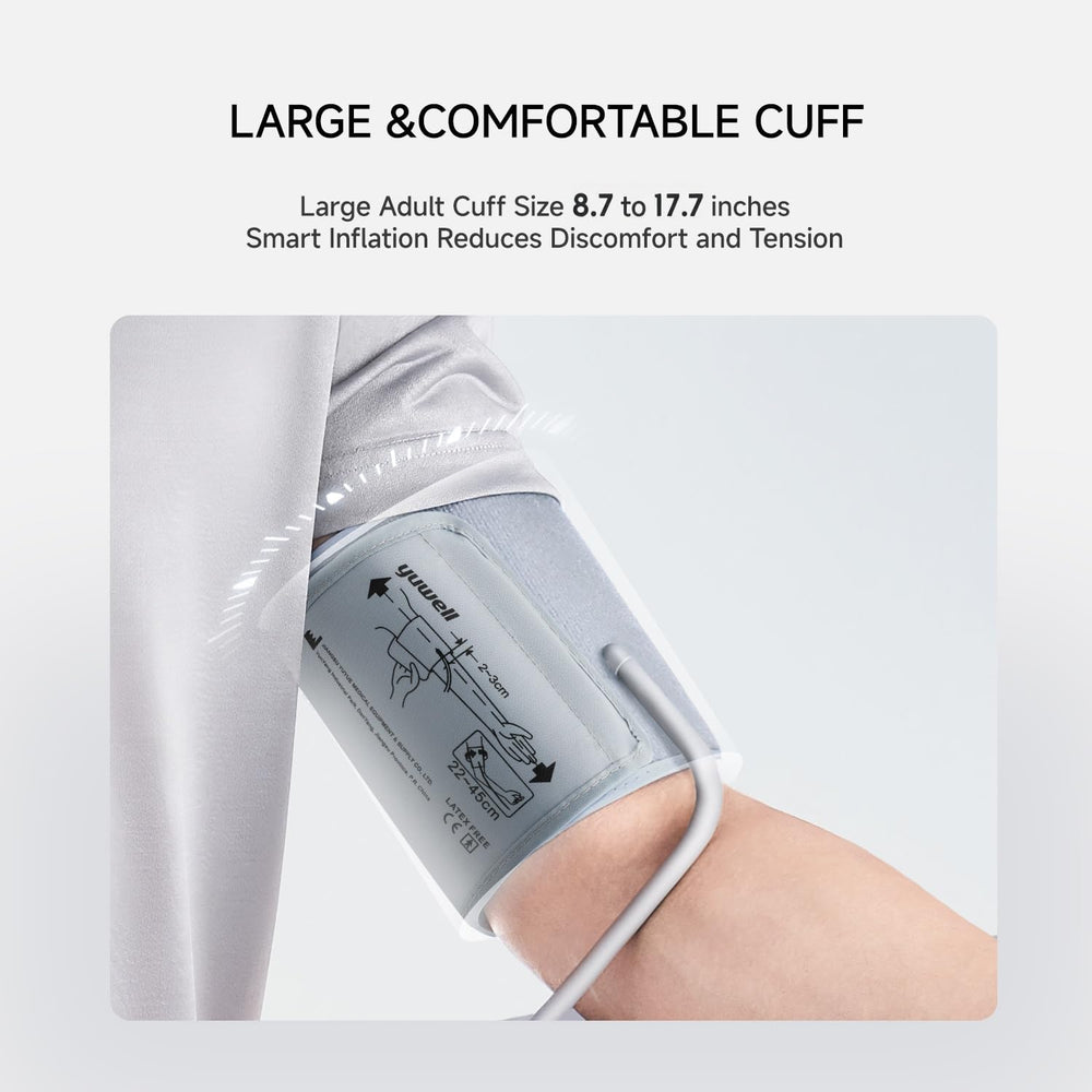 yuwell cuff close-up showing soft material for more comfortable measurements
