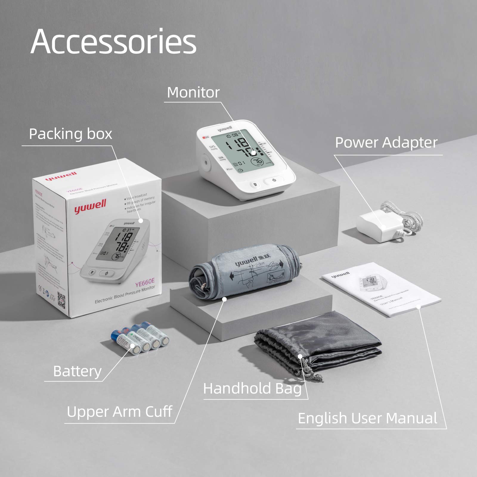 yuwell cuff next to ruler showing fit range for various arm sizes