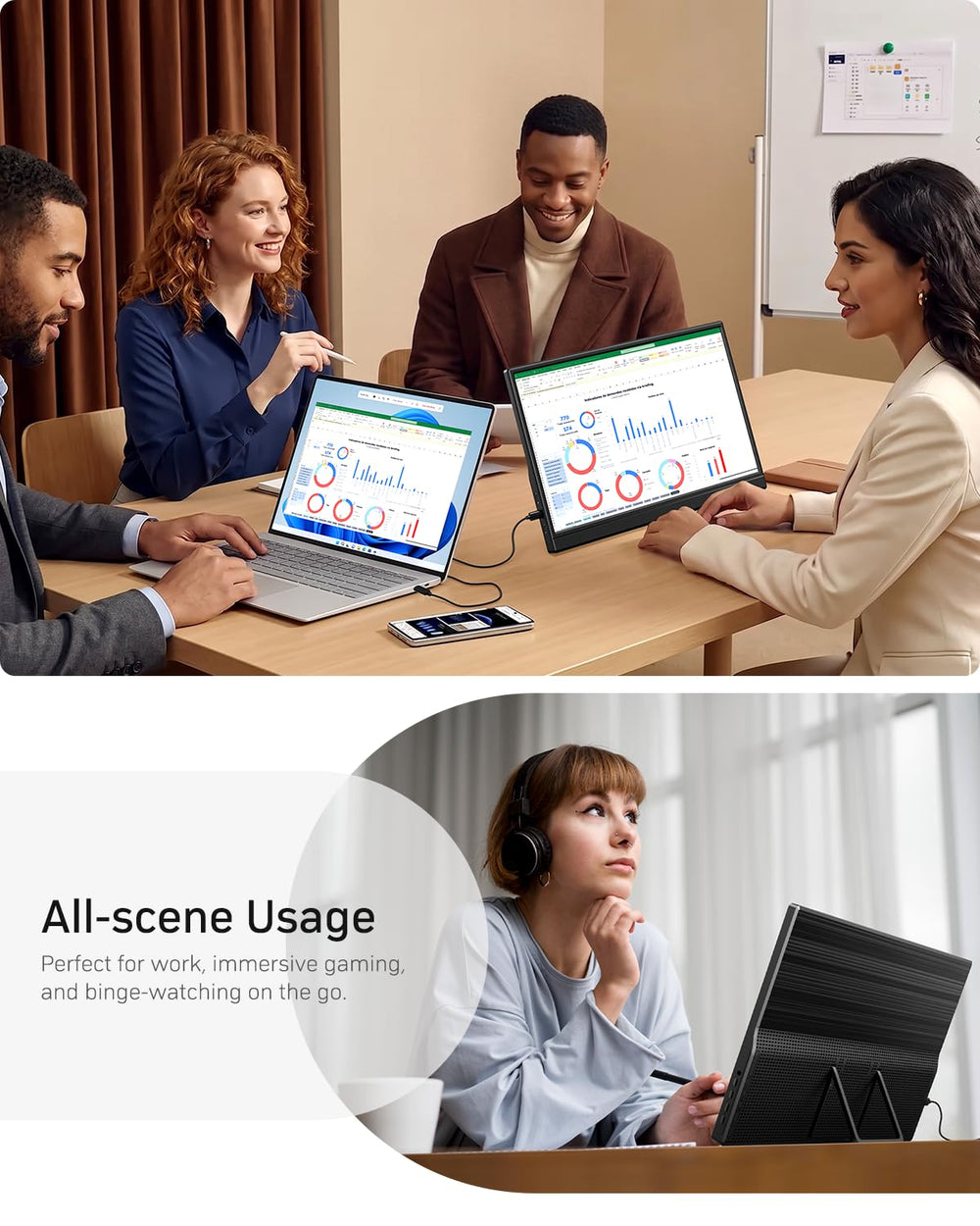 Yxk ports and cables with dual USB-C and mini HDMI showing connection flexibility benefit