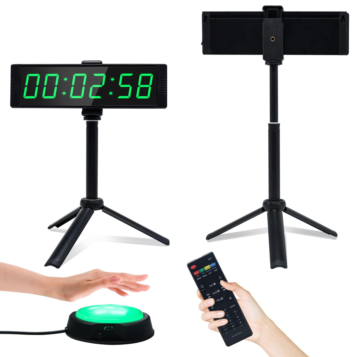 YZ front display showing large bright digits for clear workout timing