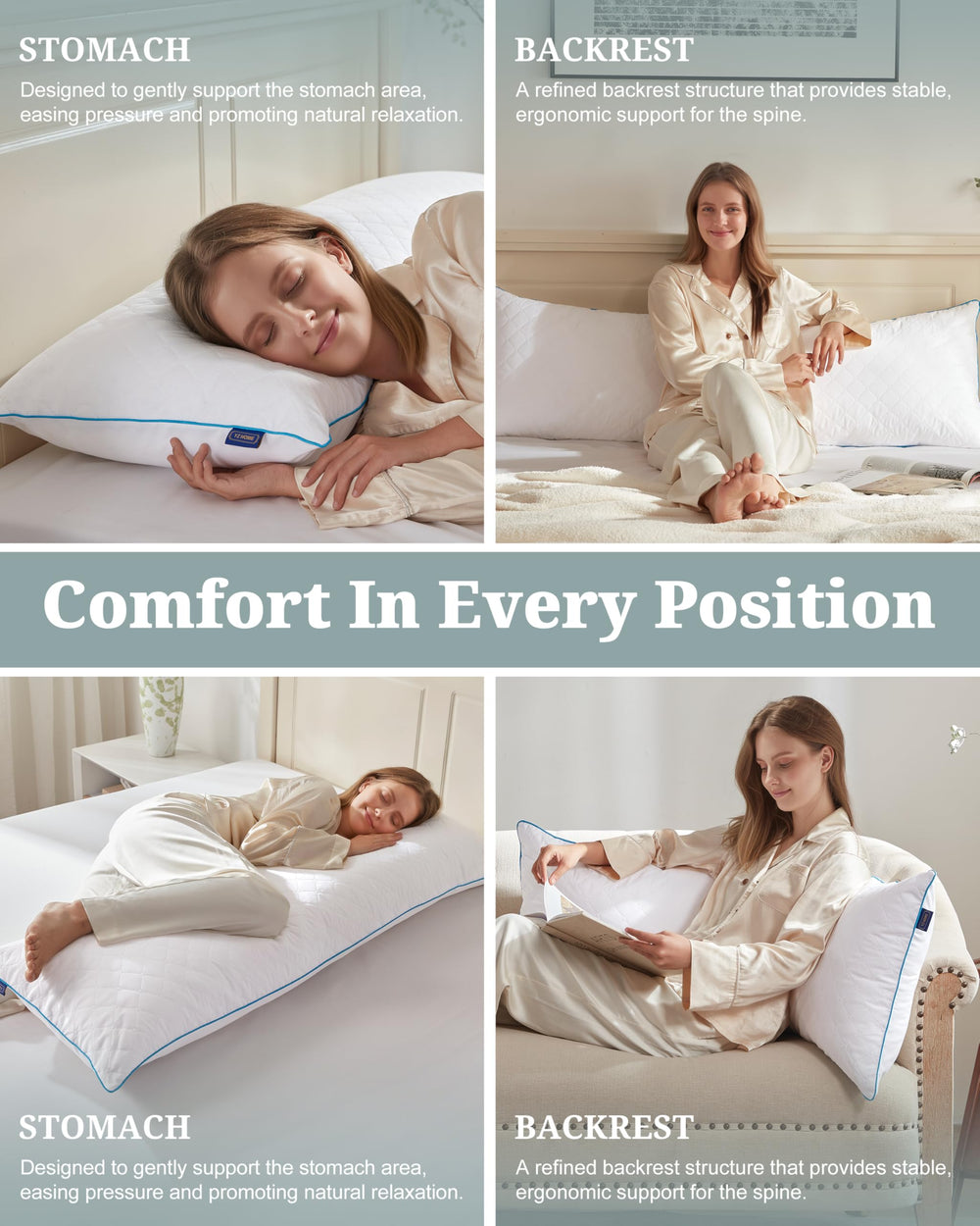 YZ HOME body pillow placed on a queen bed for sleep and lounge support