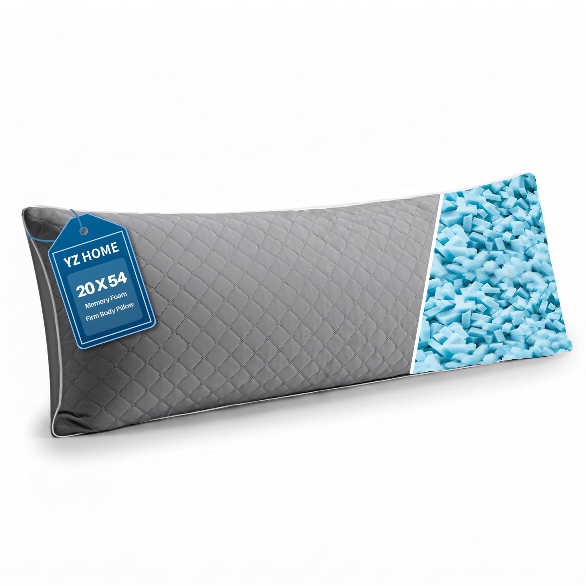 YZ HOME front view of long body pillow showing full length and firm support