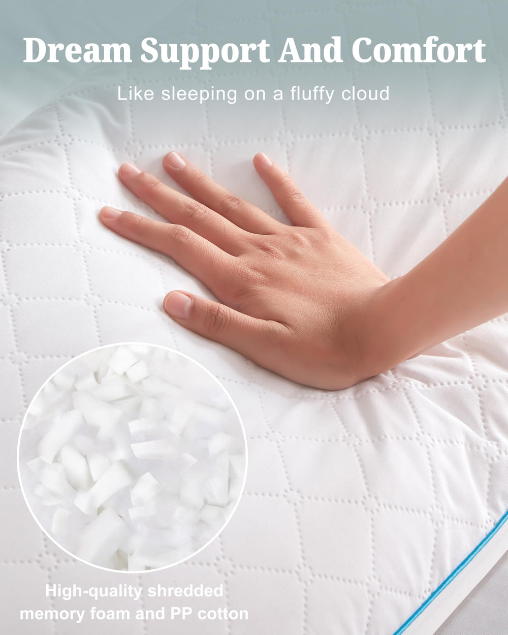 YZ HOME shredded memory foam filling detail illustrating customizable firmness benefit
