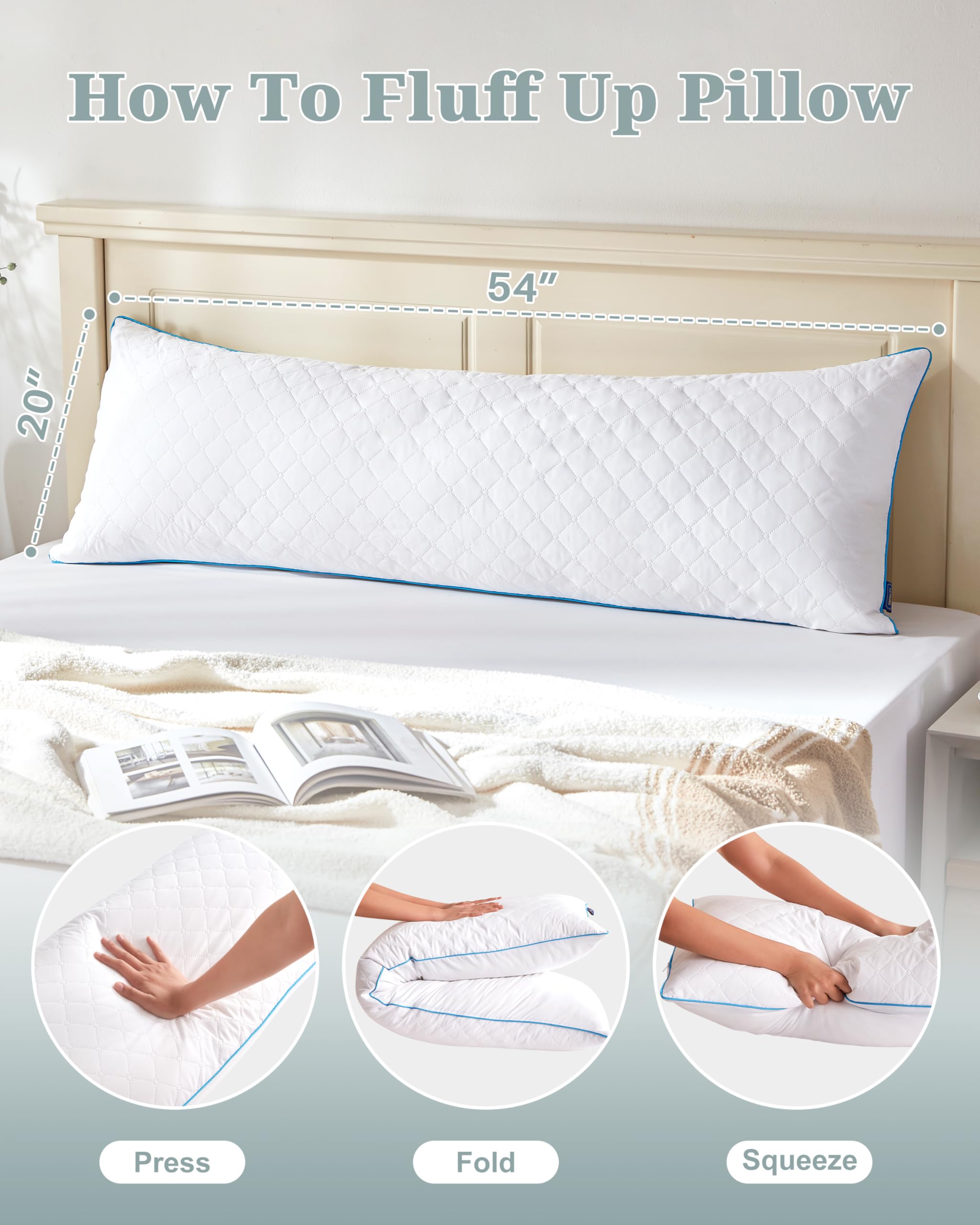 YZ HOME vacuum-sealed packaging beside expanded pillow after 24 hours for fluff