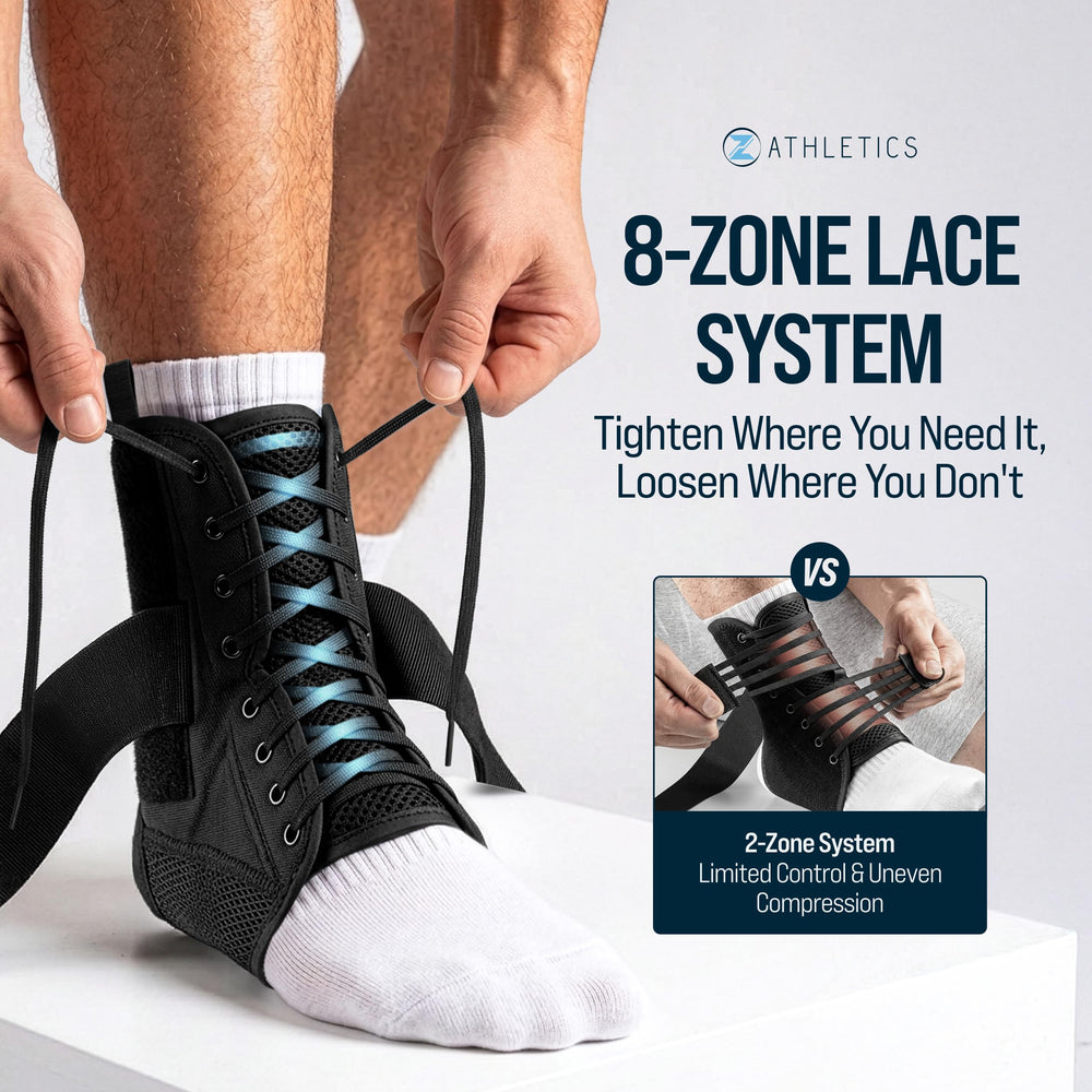 z athletics brace next to ruler showing compact size and scale