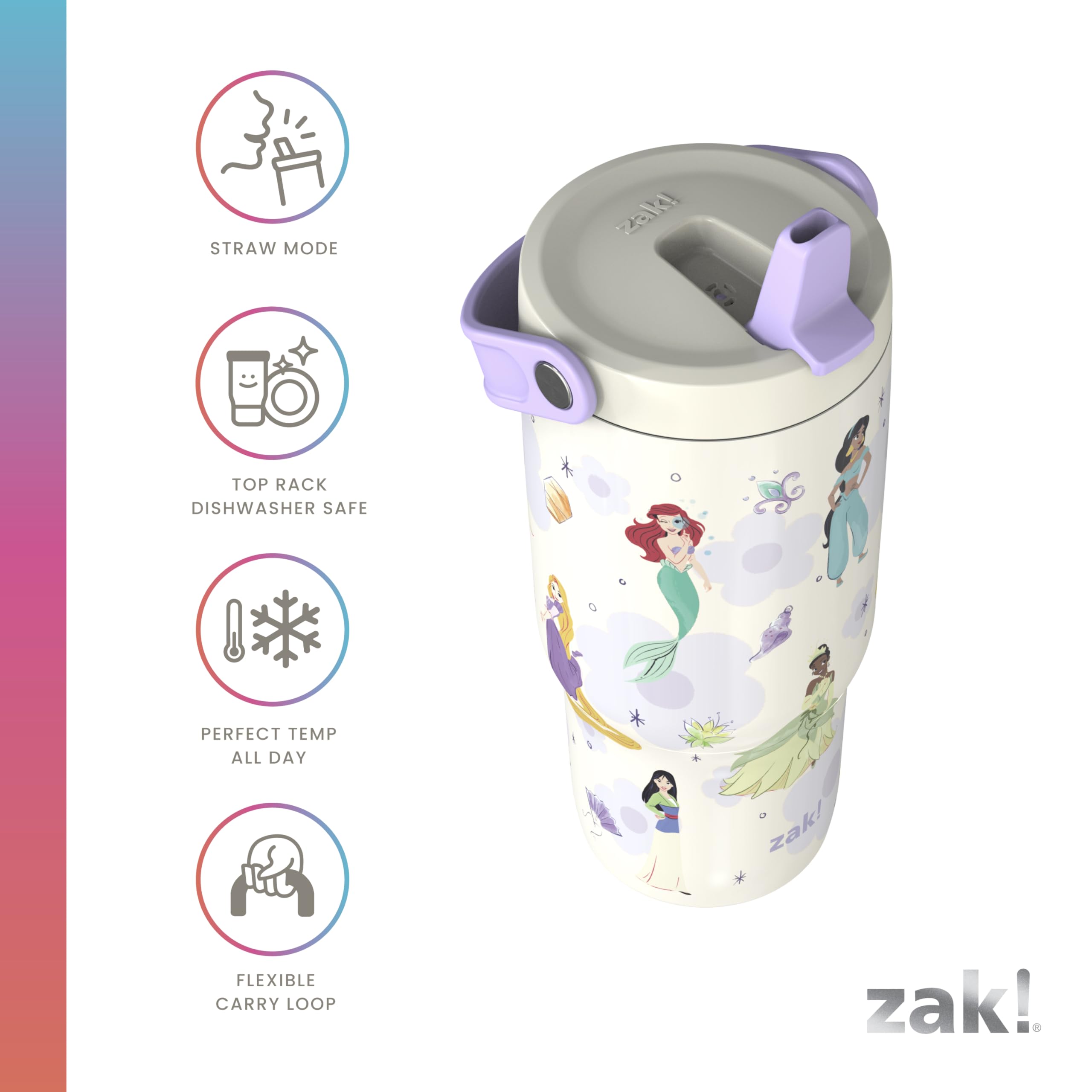 Zak Designs Disney Princess in car cupholder for travel convenience and stability