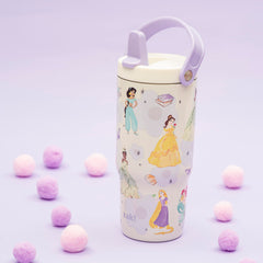 Zak Designs Disney Princess lid closeup showing leak‑resistant valve and secure fit