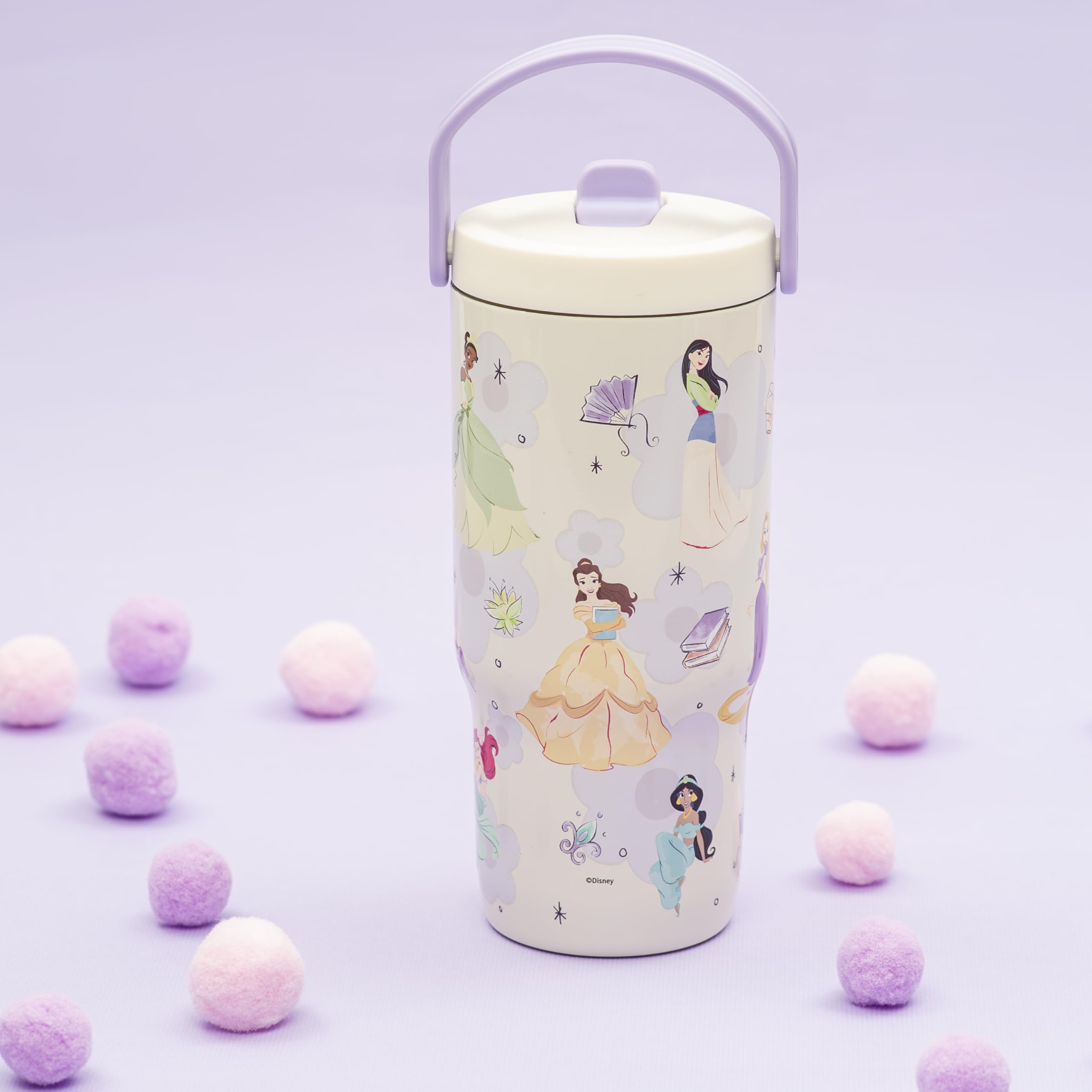 Zak Designs Disney Princess straw detail highlighting easy sipping and cleanliness