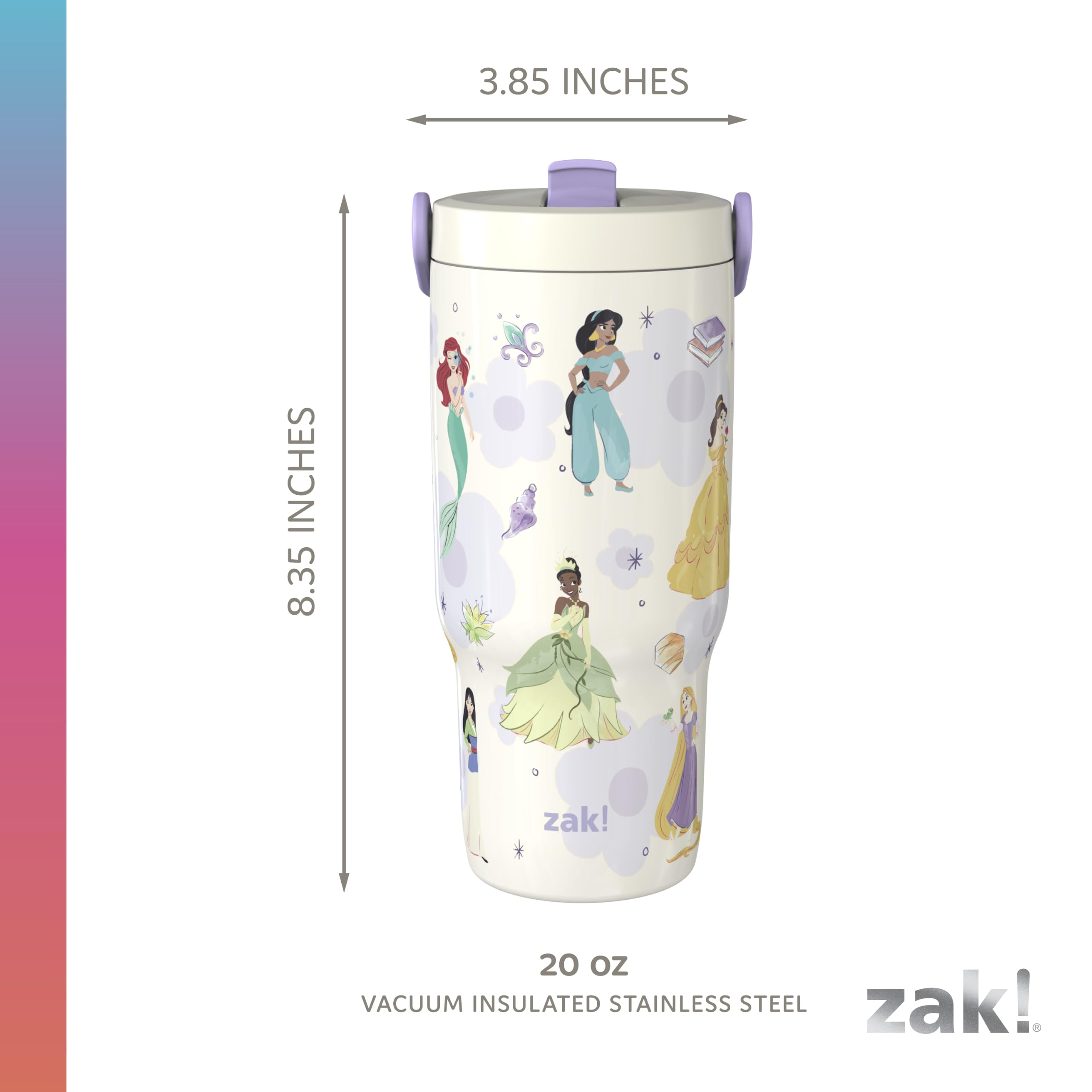 Zak Designs Disney Princess top view with disassembled lid for easy cleaning