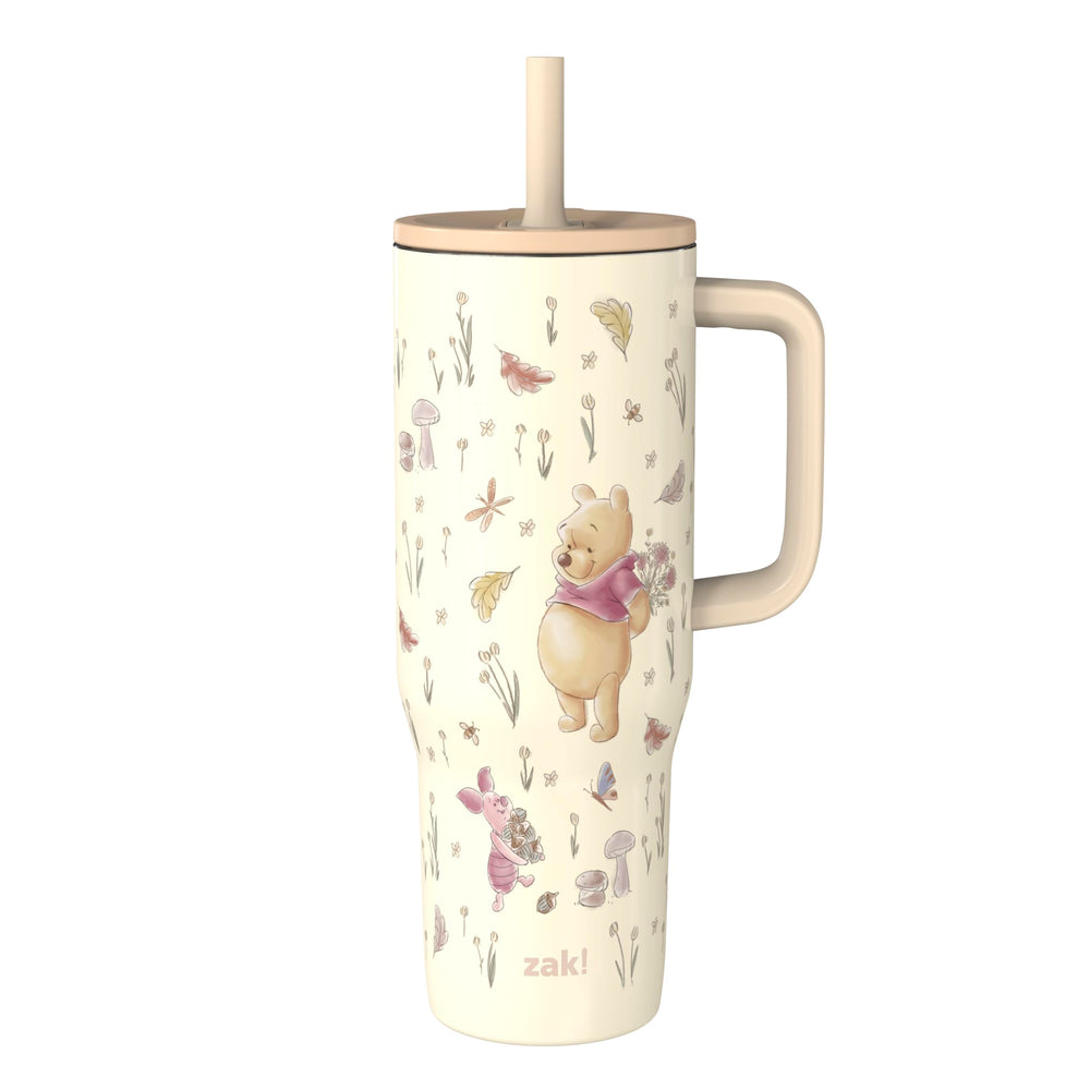Zak Designs front view of Pooh tumbler showing full design and capacity