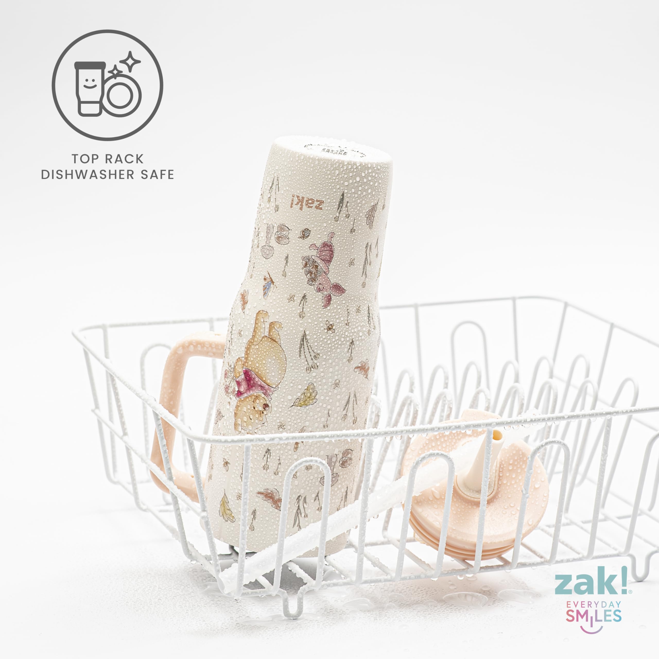Zak Designs tumbler placed in car cup holder for secure travel fit