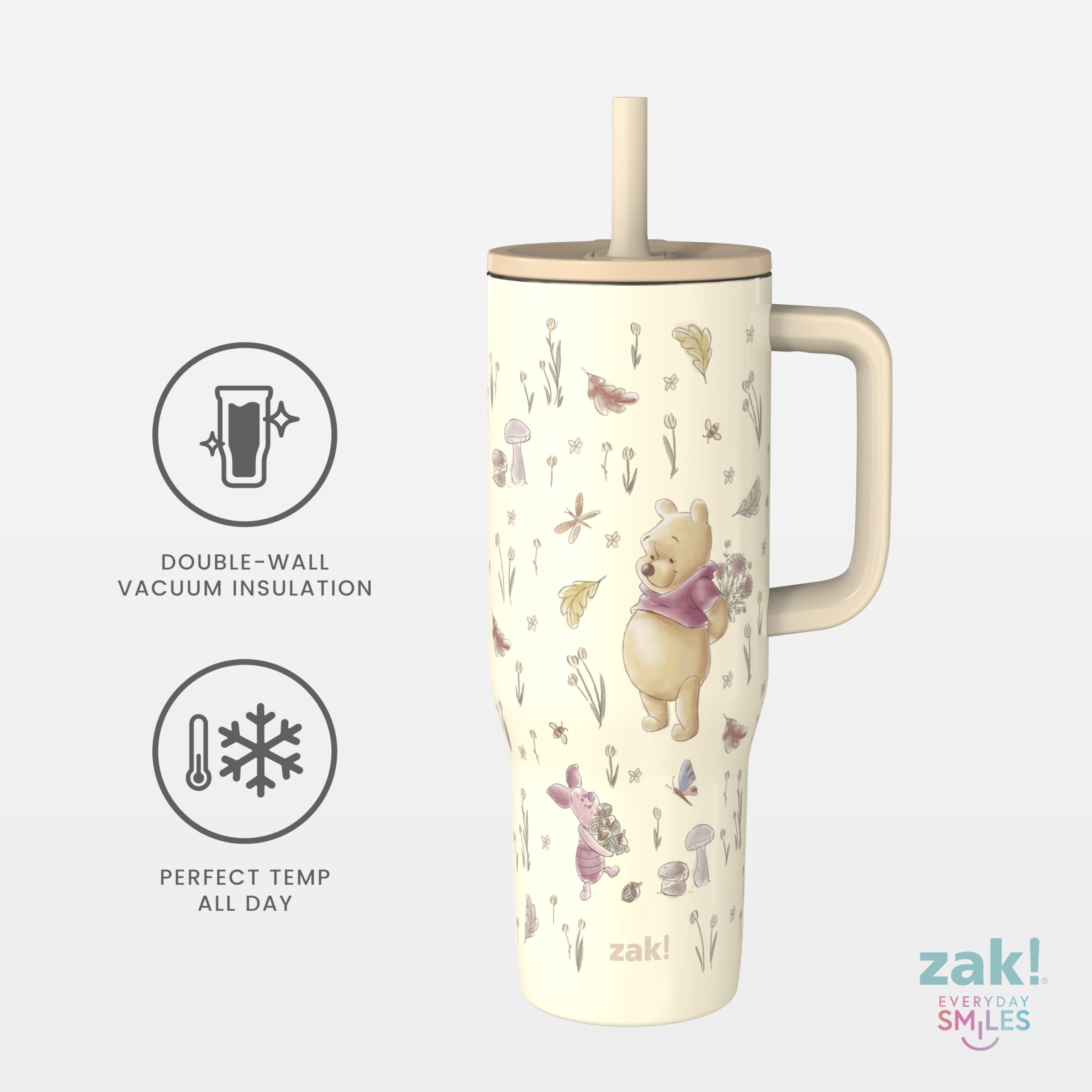 Zak Designs side profile showing double-wall stainless steel and finish