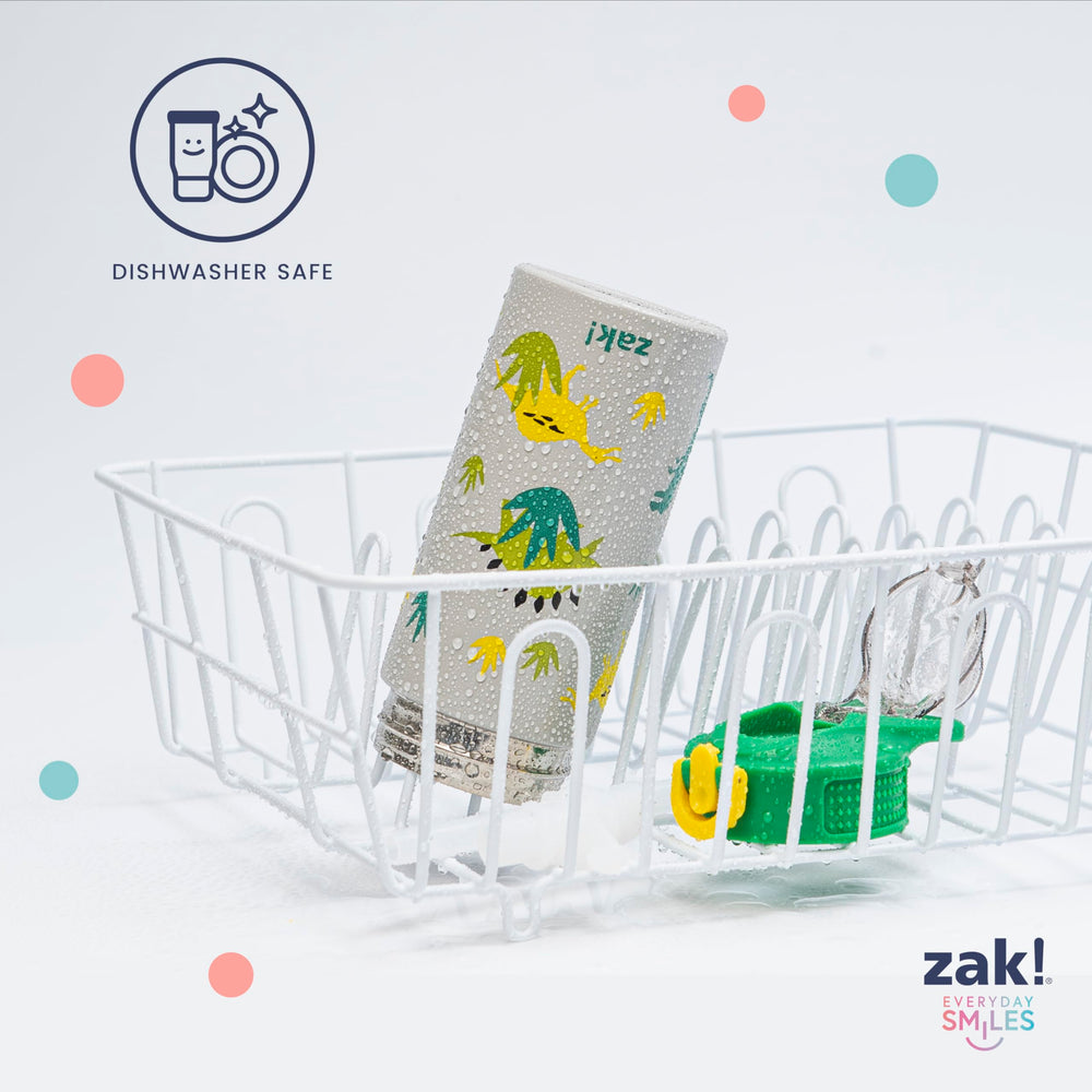 Zak Designs bottle on a lunch tray illustrating school‑ready convenience