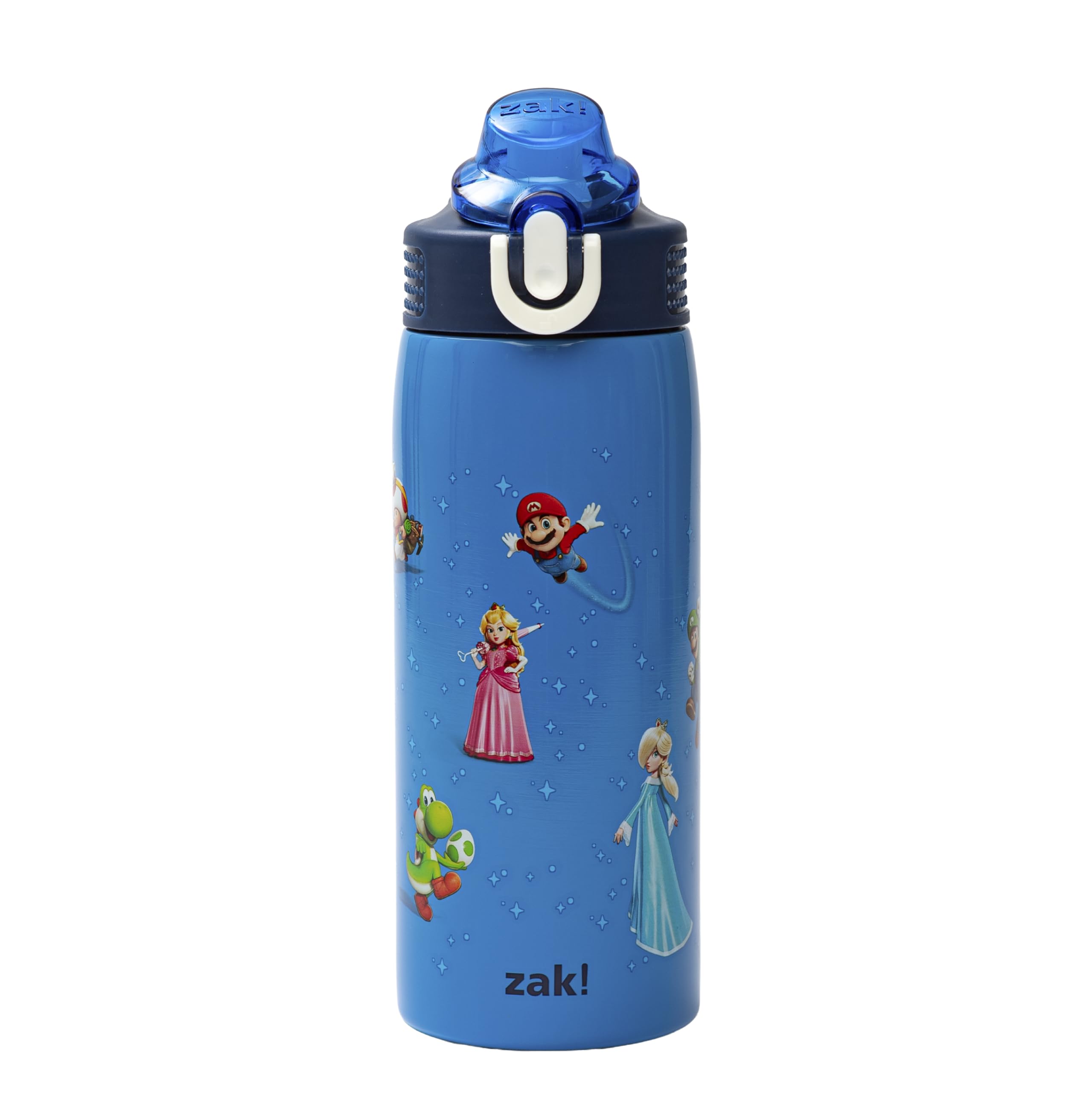 zak designs front view showing Super Mario art and leak-proof lid benefit