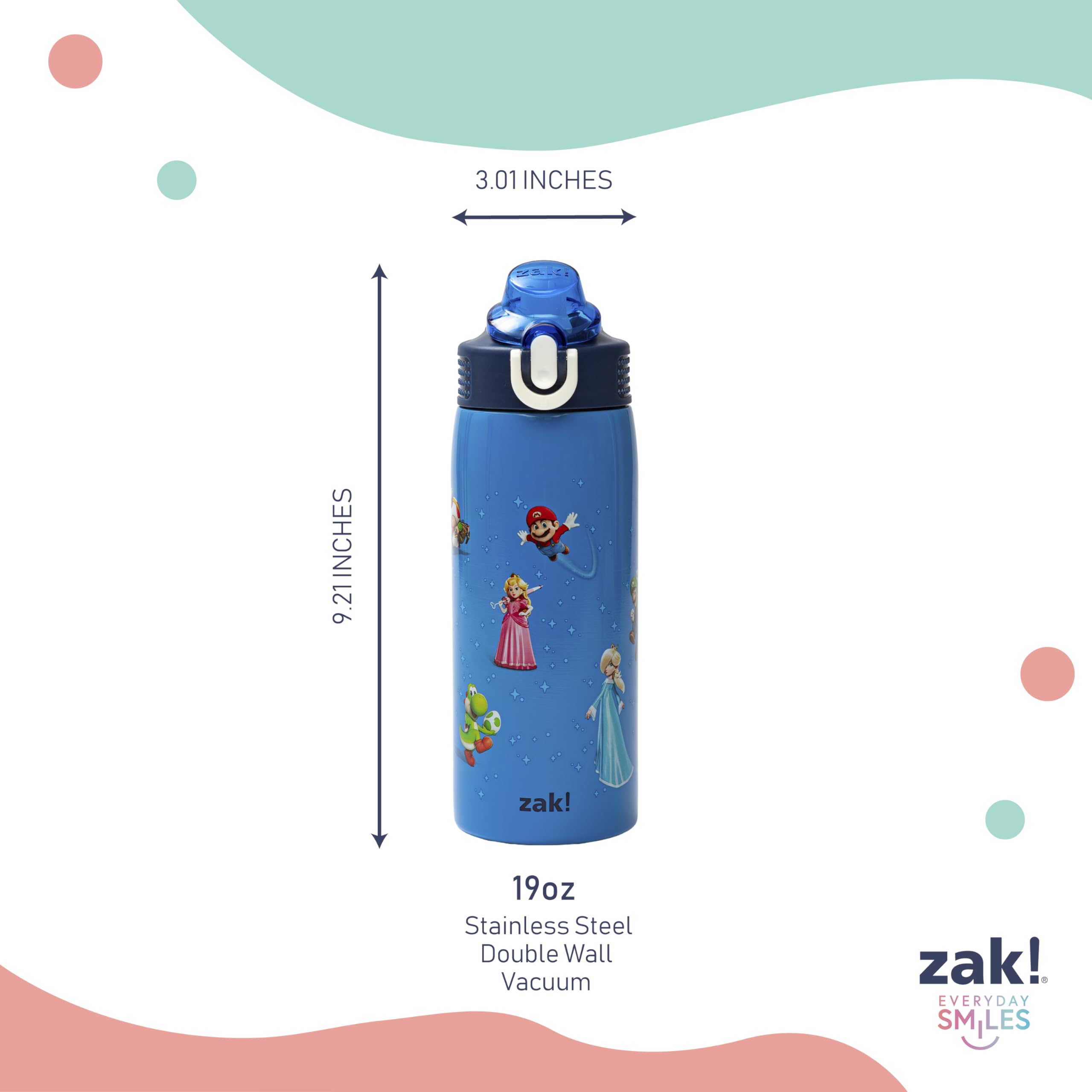 zak designs bottle in car cup holder showing travel-ready fit
