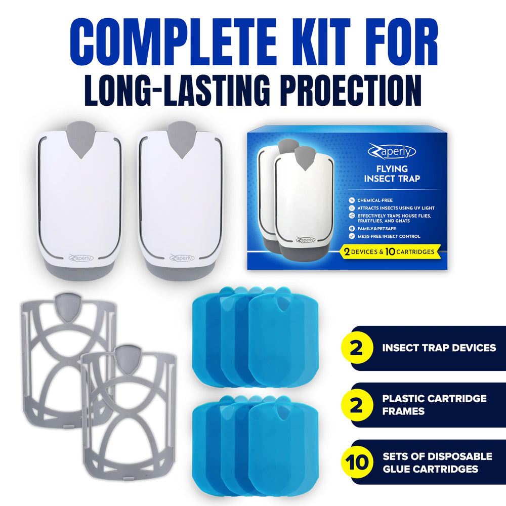 Zaperly adhesive cartridge closeup revealing sticky surface for mess-free captures