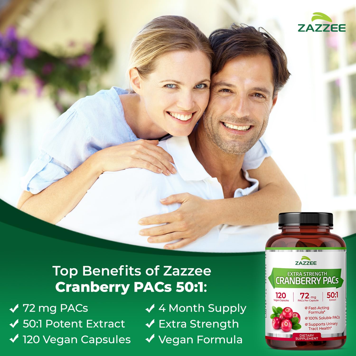 zazzee capsules spread on white background showing count and texture