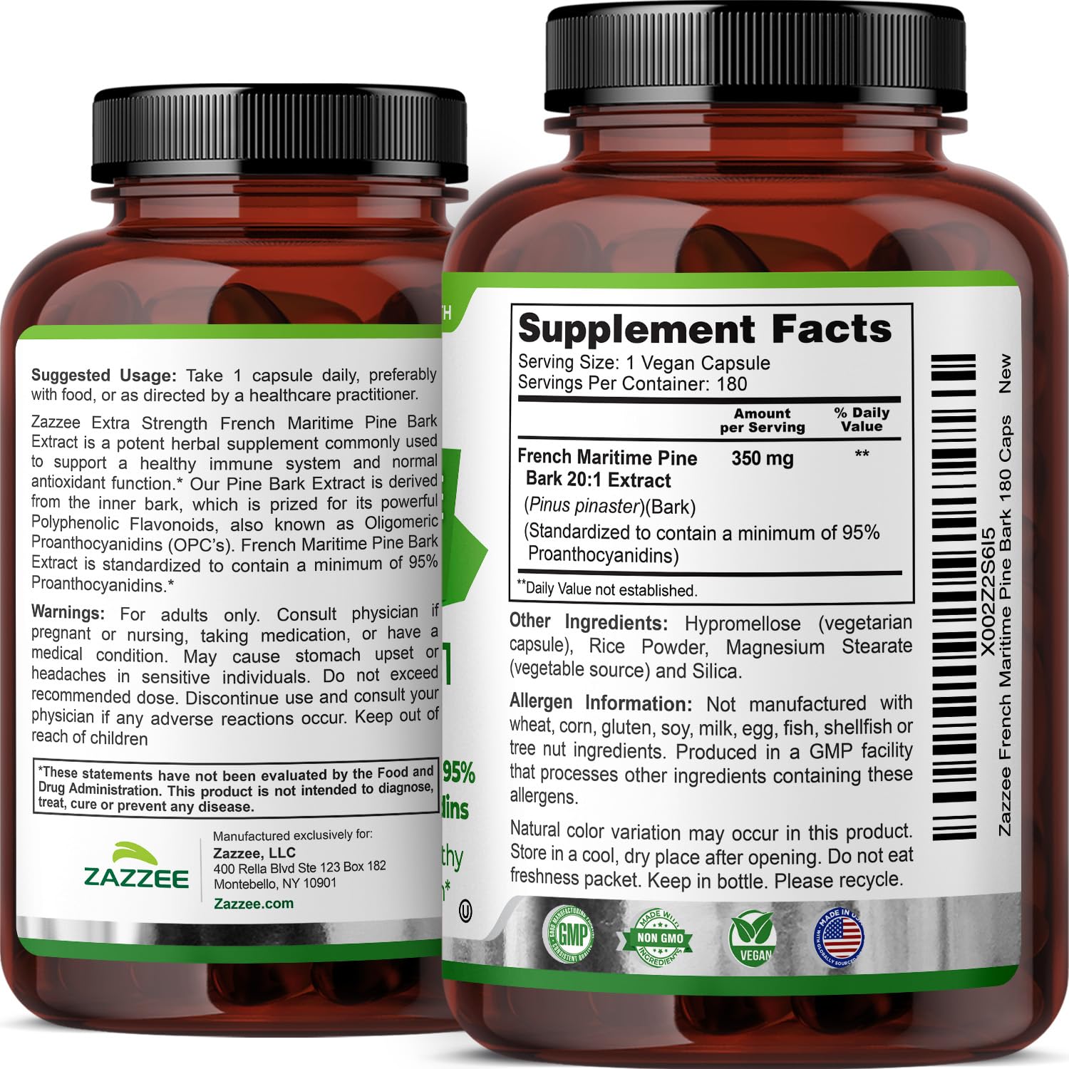 Zazzee quality seal indicating GMP production and manufacturing standards