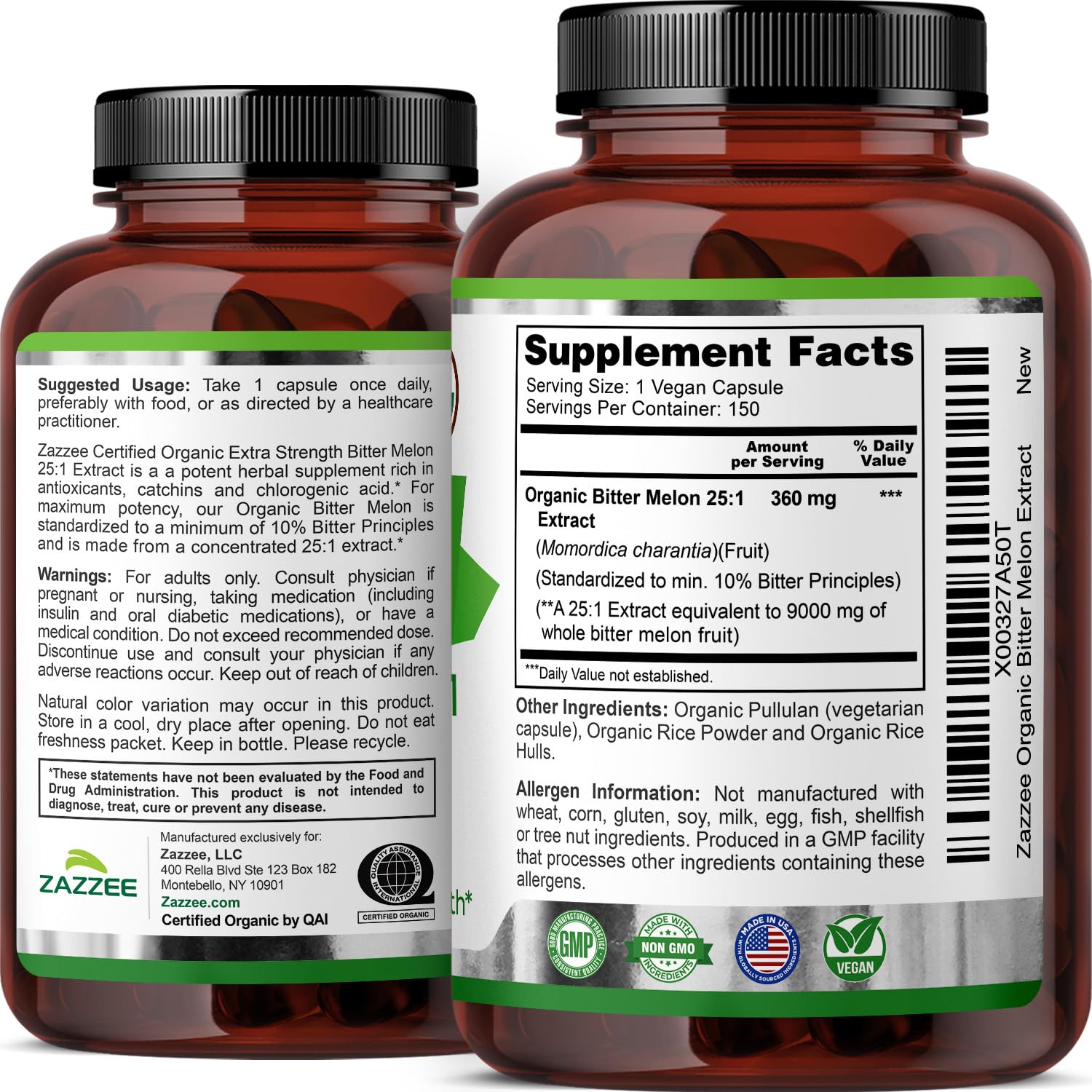 Open Zazzee bottle with capsules spilling to show capsule count and potency