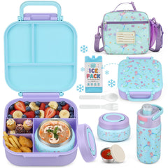 Zeekala front view of bento box showing leak-proof design and playful mermaid print