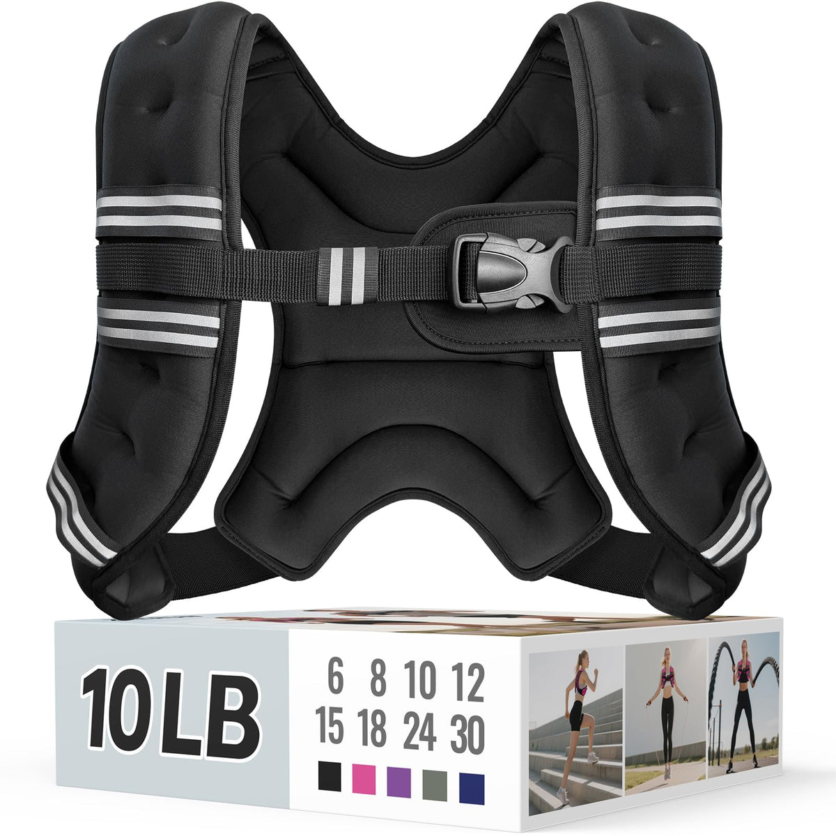 Zeerun vest front view showing sleek neoprene fit and secure buckle benefit comfort