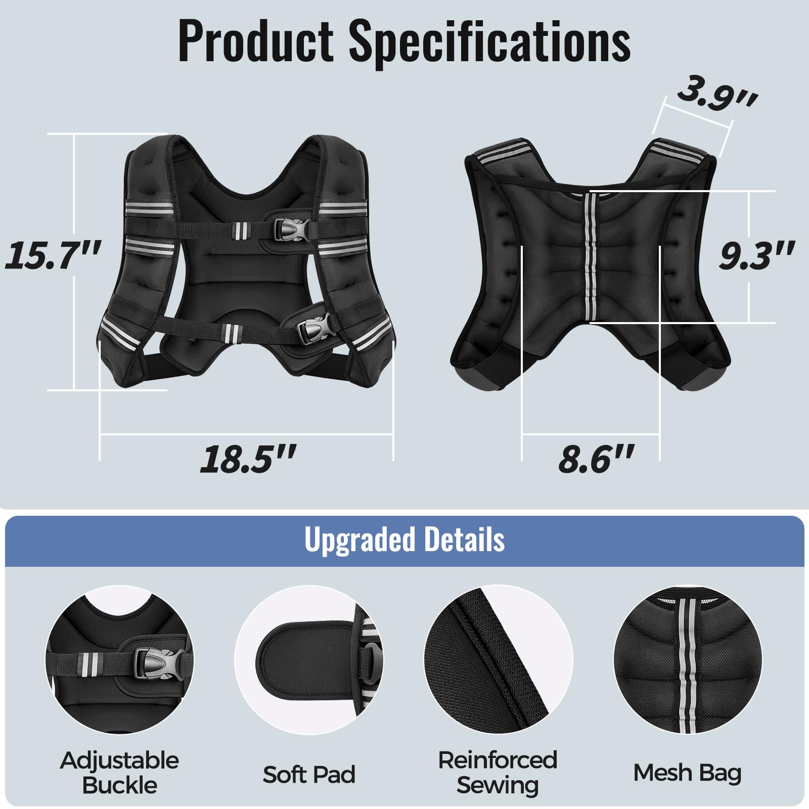 zeerun vest beside ruler to show size and true-to-scale fit