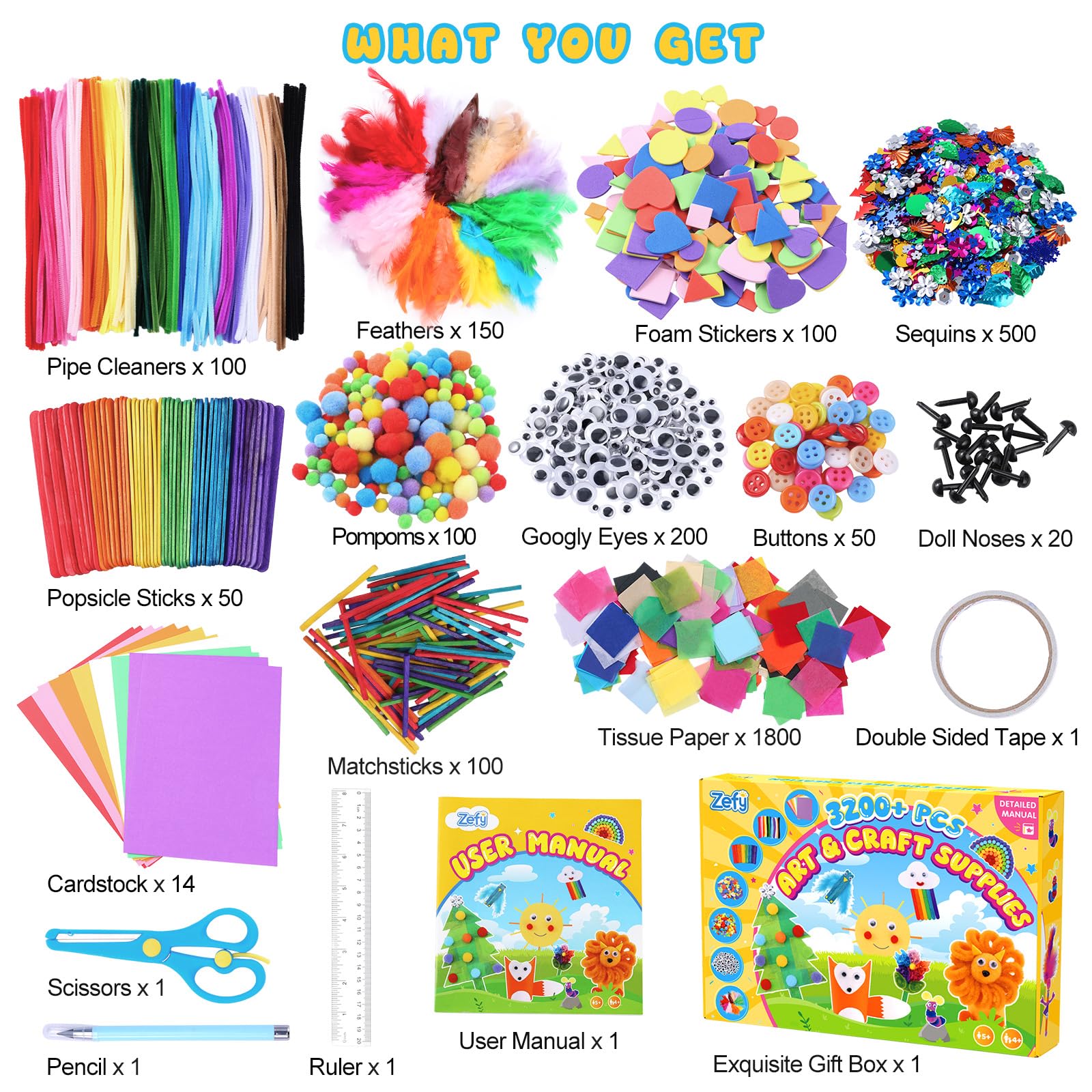 Zefy contents laid out displaying colorful supplies and clear compartments for fast access