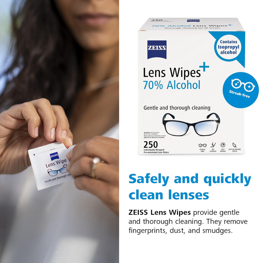 ZEISS wipe cleaning glasses in use restoring clarity and reducing streaks