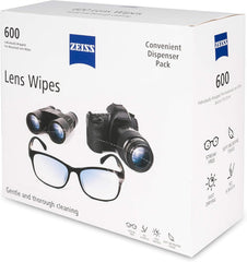 ZEISS single sealed sachet opened to reveal pre-moistened wipe ready