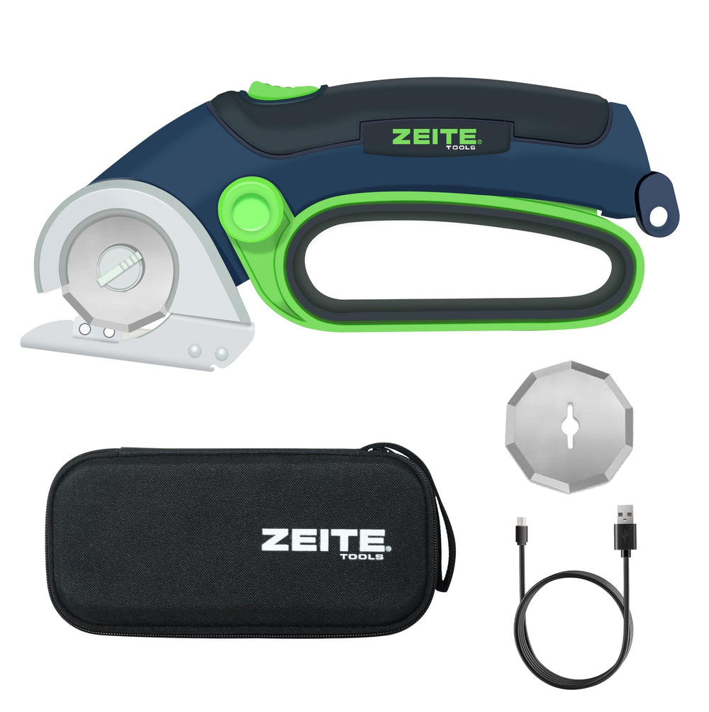ZEITE front view of cordless electric scissors showing compact cutter and controls, improves efficiency
