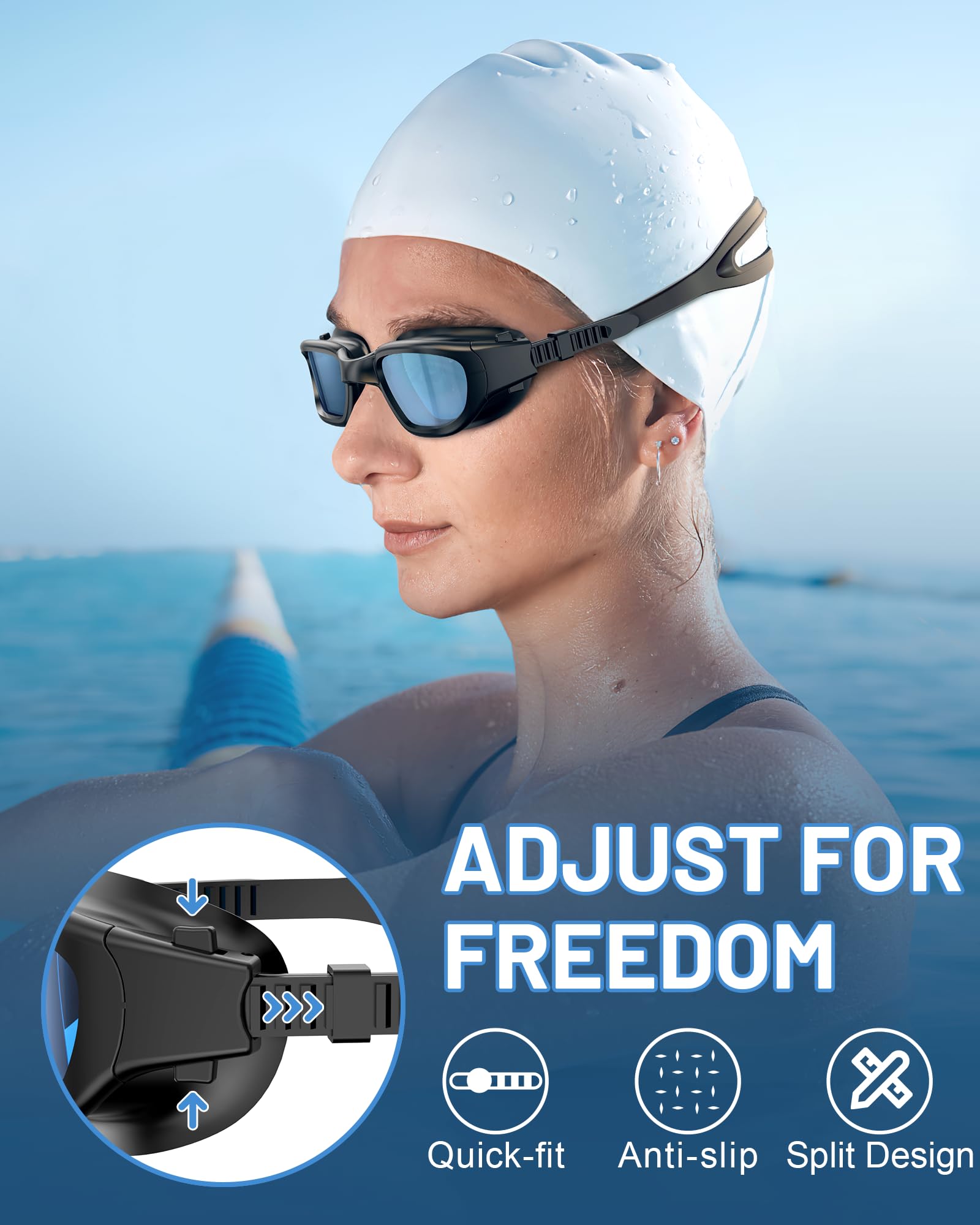 Zeligerstar goggles in open water reducing glare during sunny swim