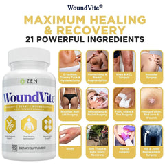 Zen Nutrients WoundVite single vegan capsule close-up highlighting vegan texture and easy swallowing
