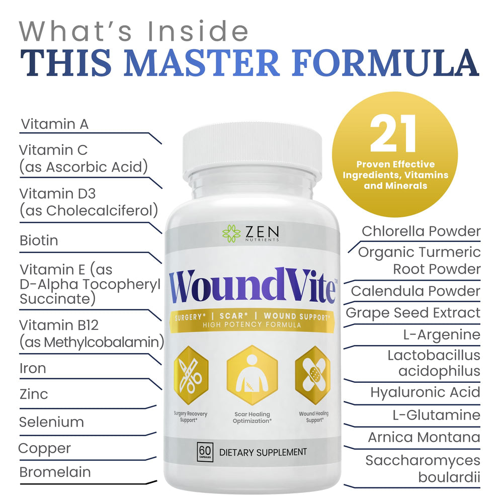 Zen Nutrients WoundVite used in a post-surgery lifestyle scene to support recovery and comfort