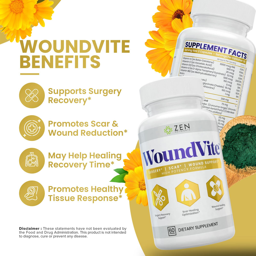 Zen Nutrients WoundVite bottle next to common items for scale to show actual product size