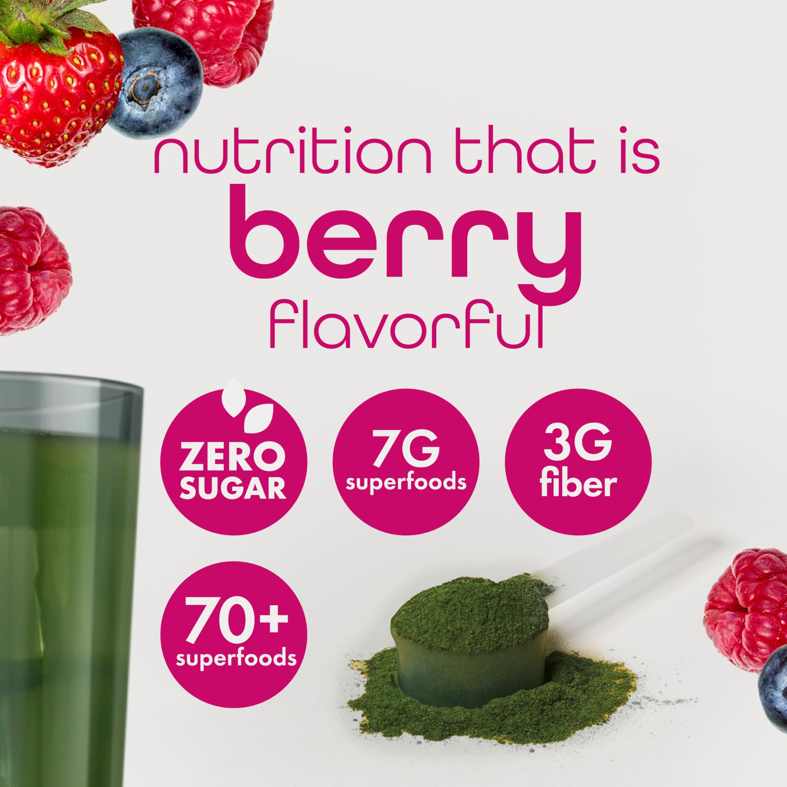 Zena Nutrition ingredient bundle with greens, berries, mushrooms for nutrient variety