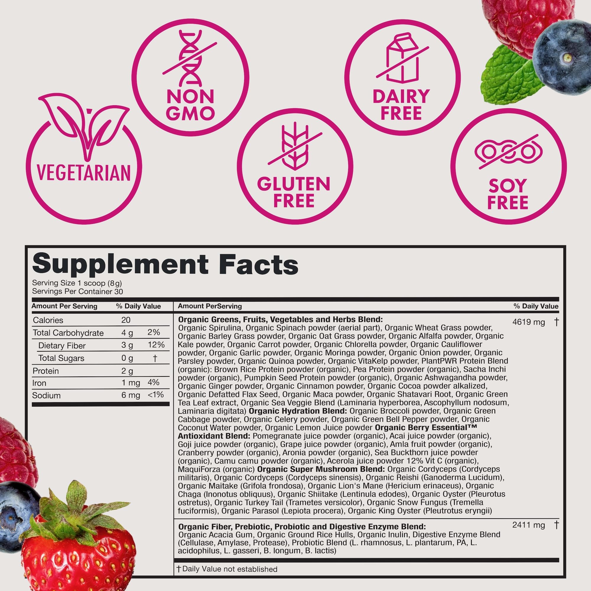 Zena Nutrition label and USDA organic seal emphasizing certified organic sourcing
