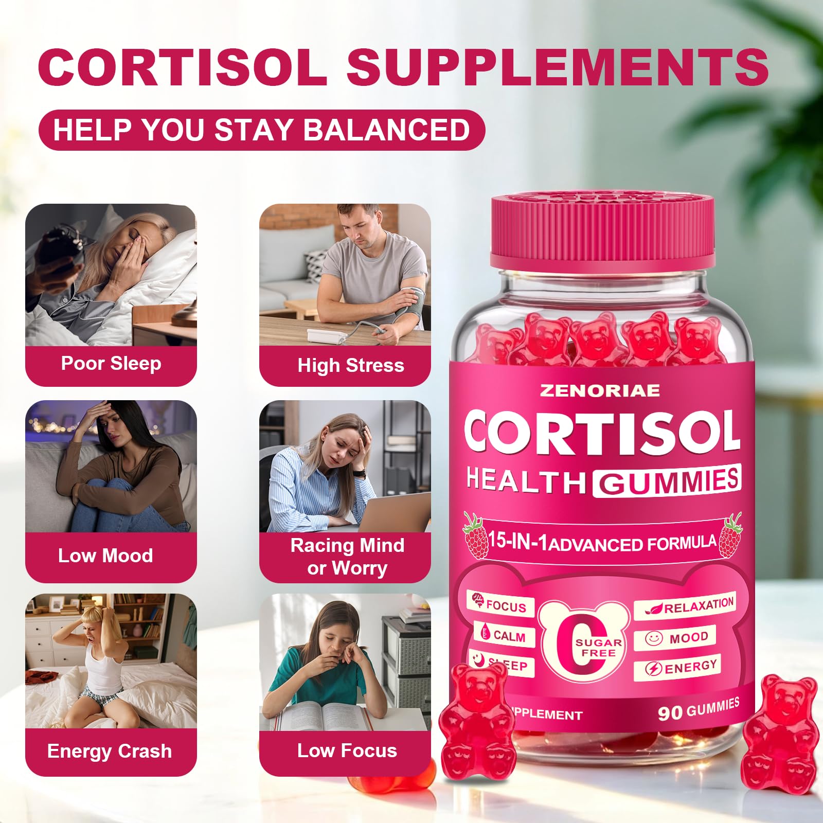 ZENORIAE label ingredients list showing key adaptogens and minerals