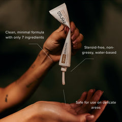 Zensa tube dispensing a small amount demonstrating easy controlled application benefit