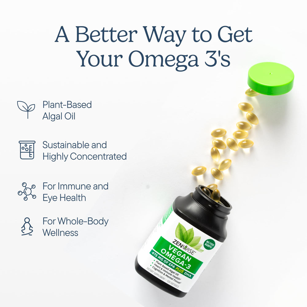 Zenwise Health softgel close-up highlighting smooth algae-oil texture