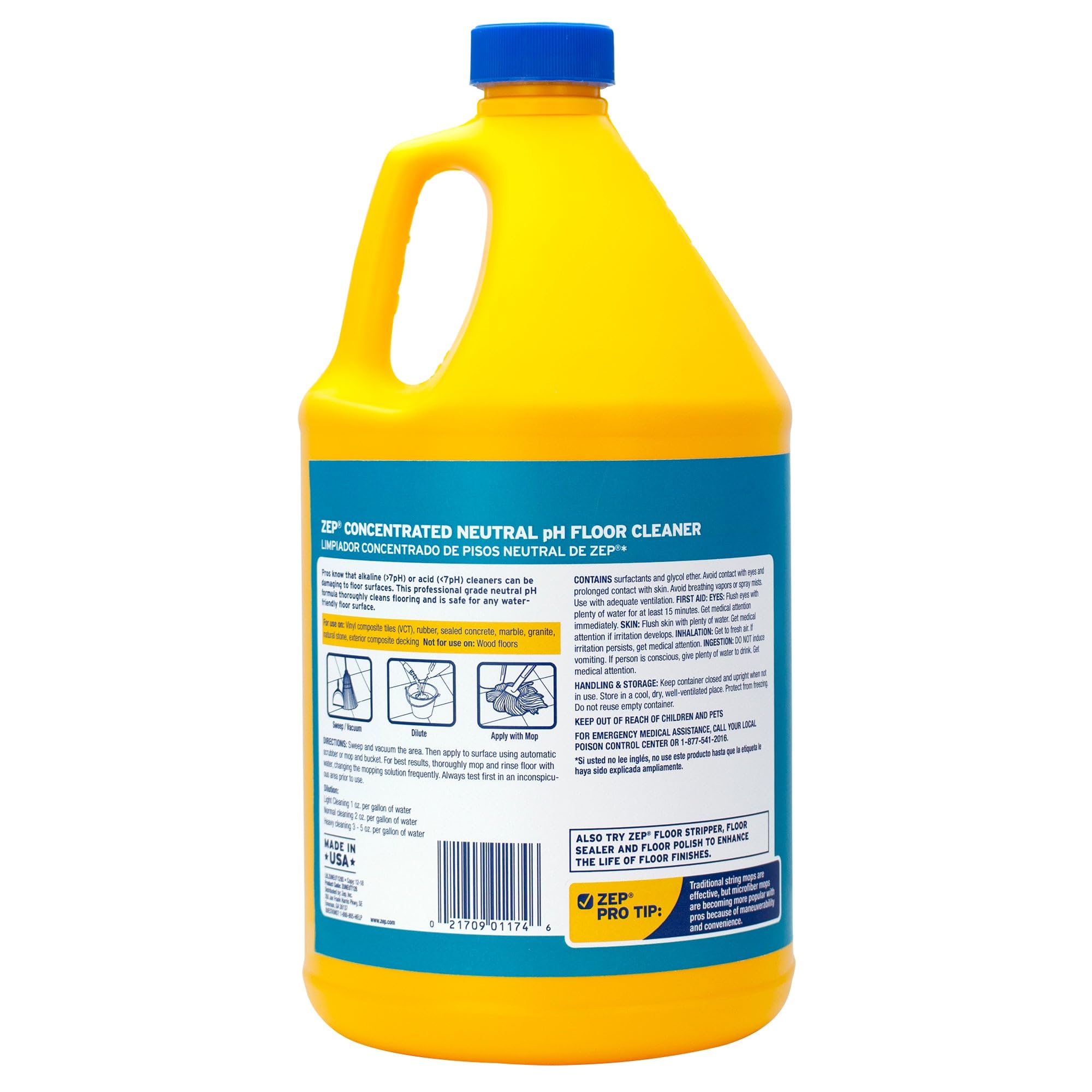 Zep neutral pH in mop application showing clean streak-free finish for everyday maintenance