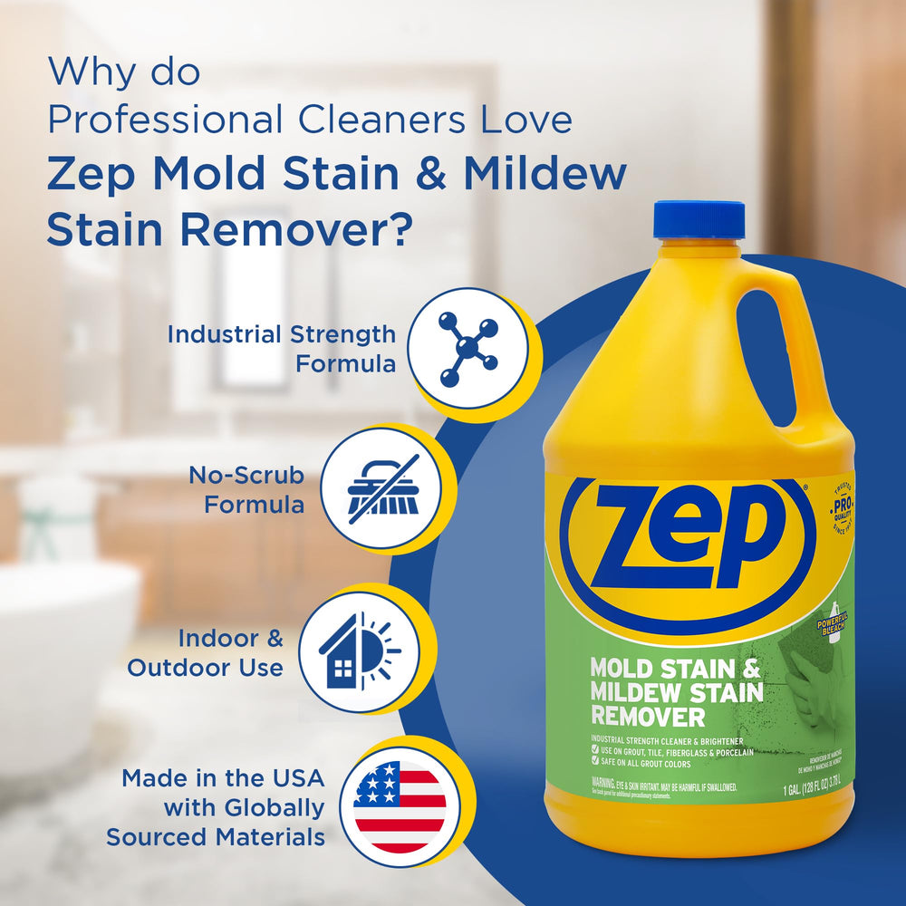 Zep bottle being poured onto tile demonstrating easy application and coverage