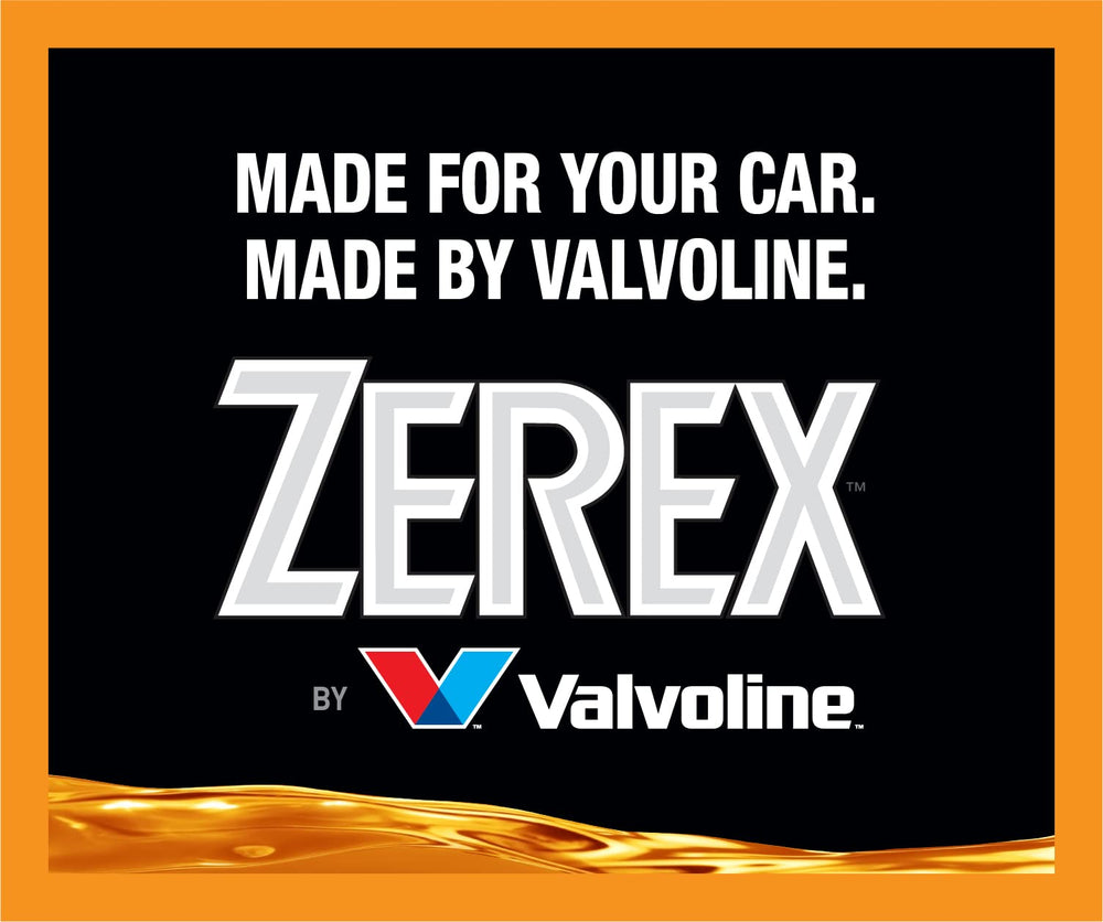 Car driving in winter with Zerex emphasizing freeze protection benefit