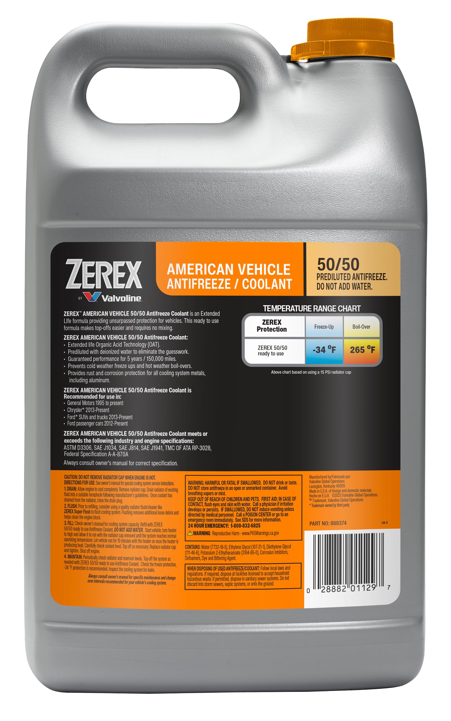 Zerex being poured into radiator showing easy application and readiness