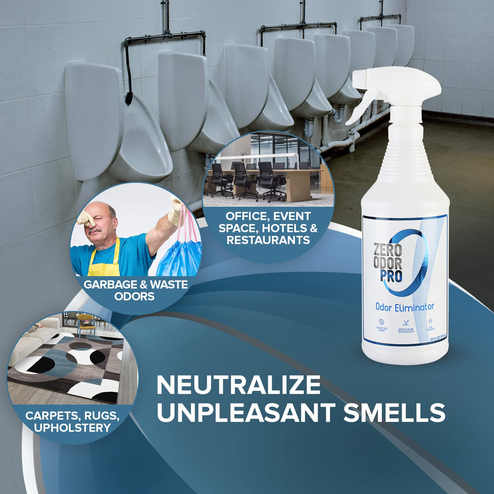 Zero Odor Pro bottle label detail displaying usage information and commercial strength benefit