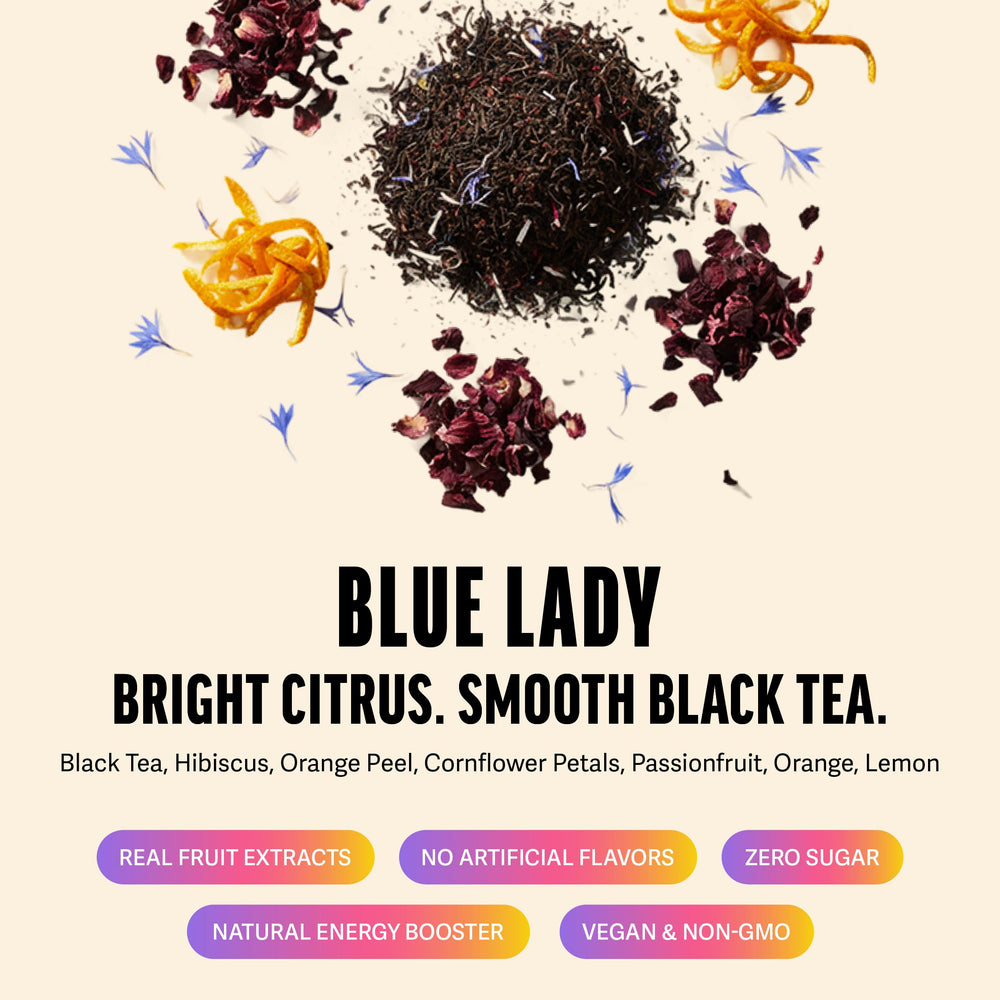 ZEST brewed cup of Blue Lady demonstrating smooth, focused energy