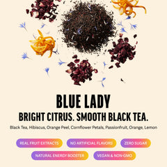 ZEST brewed cup of Blue Lady demonstrating smooth, focused energy