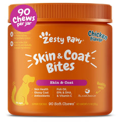 Zesty Paws front packaging showing 90-count jar and benefits