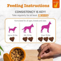 Zesty Paws chew held in hand demonstrating size and convenient daily dosing