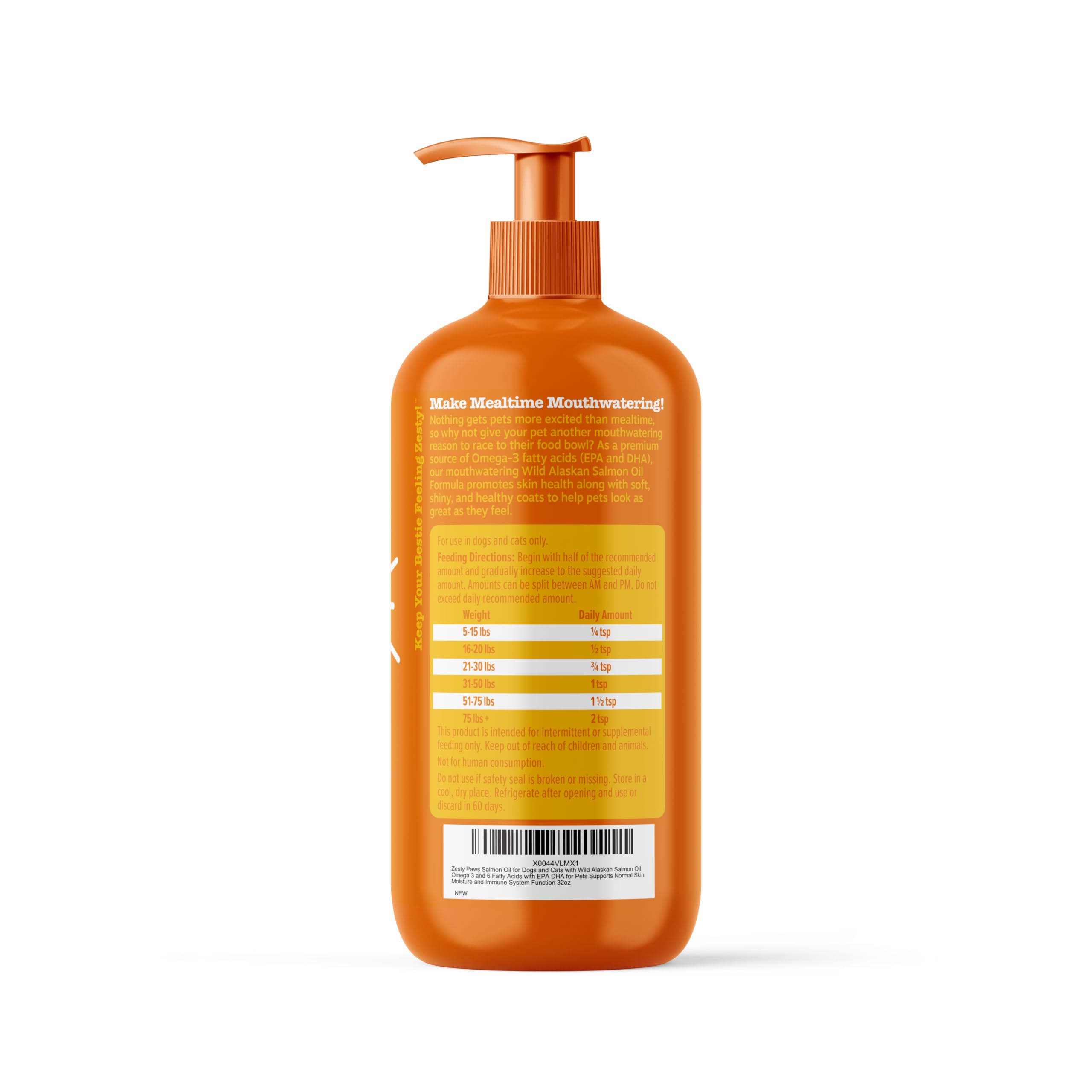 Zesty Paws bottle stored in a kitchen refrigerator for freshness preservation